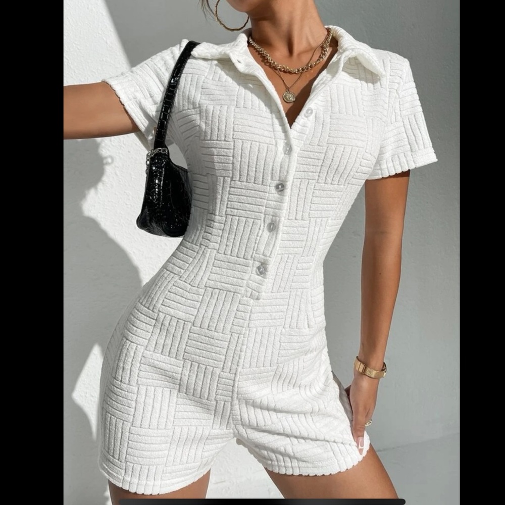 White button up romper